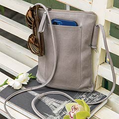 Product Image of Grey Leather Crossbody Bag