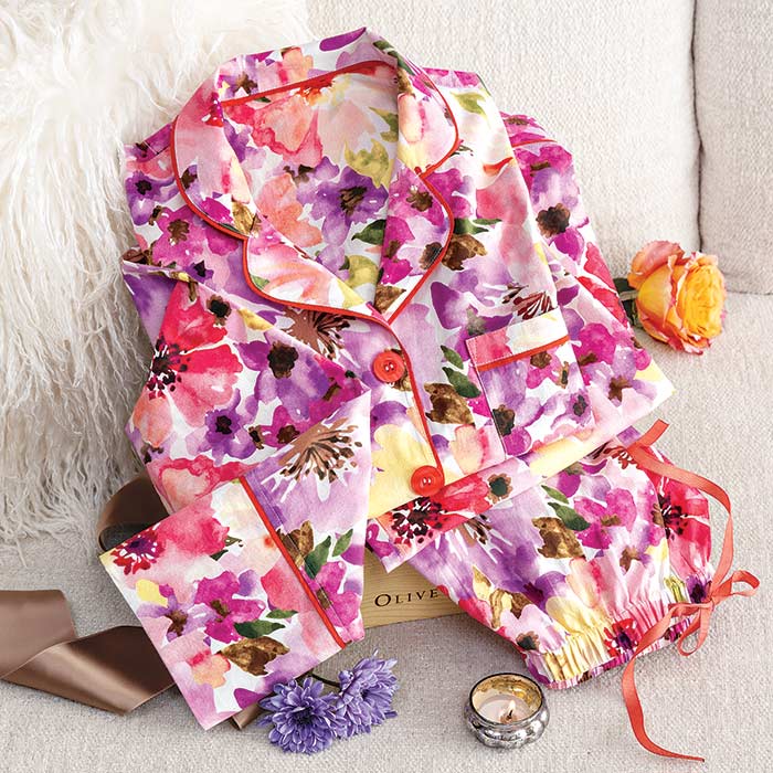 Olive & Cocoa Watercolor Fleur Pajamas