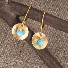 Product Image of Hammered Gold & Turquoise Earrings